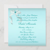 Elegantes Aquamarines Blue Quinceanera Party Einladung (Rückseite)