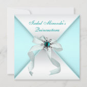 Elegantes Aquamarines Blue Quinceanera Party Einladung (Vorderseite)