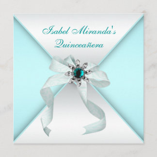 Elegantes Aquamarines Blue Quinceanera Party Einladung