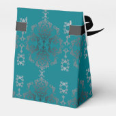 Elegantes Aquamarines Blue Scroll - Gefallen Box Geschenkschachtel (Rückseite)