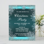 Elegantes Aquamarines Blue Snowflake Weihnachten P Einladung (Stehend Vorderseite)