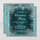 Elegantes Aquamarines Blue Snowflake Weihnachten P Einladung (Vorne/Hinten)