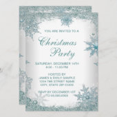 Elegantes Aquamarines Blue Snowflake Weihnachten P Einladung (Vorne/Hinten)
