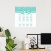 Elegantes Aquamarines Blue Wedding Seating Chart Poster (Heimbüro)