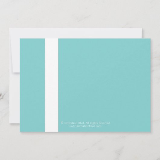 Elegantes Aquamarines Blue White Ribbon 16 . Gebur Einladung (Rückseite)