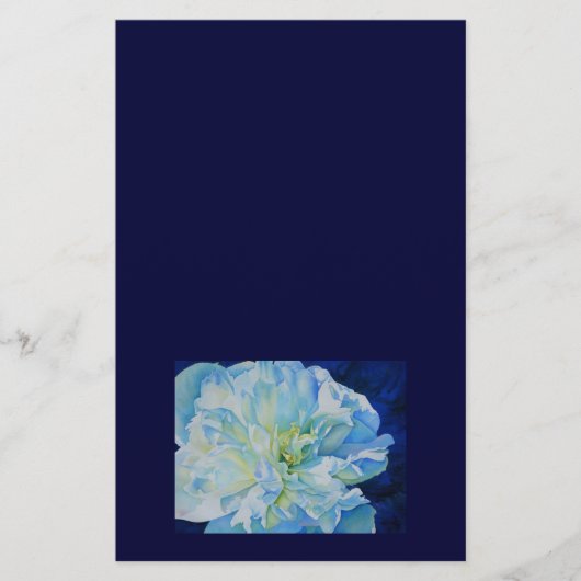 Elegantes aquamarines Blumenwasser Briefpapier (Vorderseite)