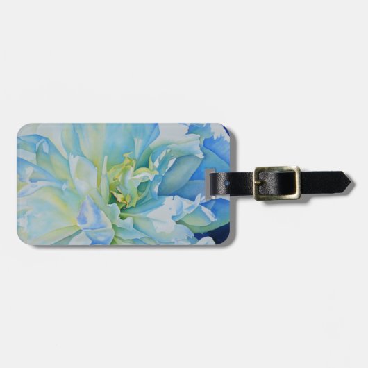 Elegantes aquamarines Blumenwasser Gepäckanhänger (Vorderseite horizontal)