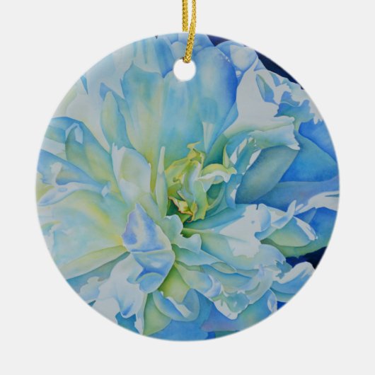 Elegantes aquamarines Blumenwasser Keramikornament (Vorne)
