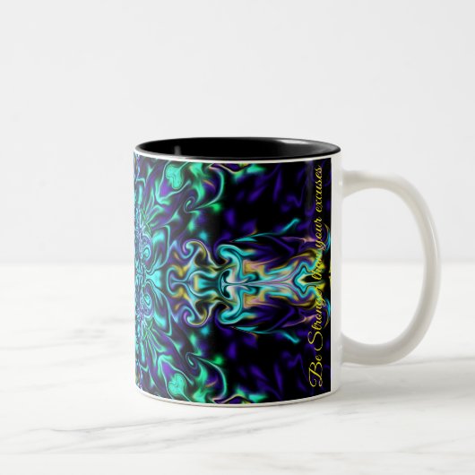 Elegantes aquamarines boho-Retro-Design Zweifarbige Tasse (Rechts)