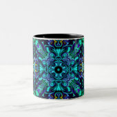 Elegantes aquamarines boho-Retro-Design Zweifarbige Tasse (Mittel)