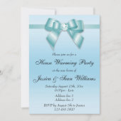 Elegantes Aquamarines Bow House Erwärmung Party Einladung (Vorderseite)
