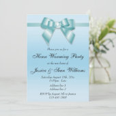 Elegantes Aquamarines Bow House Erwärmung Party Einladung (Stehend Vorderseite)