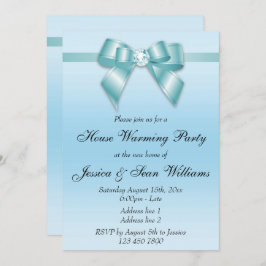 Elegantes Aquamarines Bow House Erwärmung Party Einladung