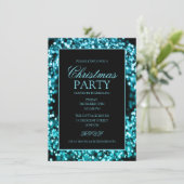 Elegantes Aquamarines Corporate Christmas Lights P Einladung (Stehend Vorderseite)