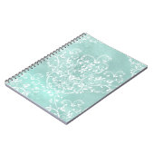 Elegantes Aquamarines Damask-Notebook Notizblock (Linke Seite)