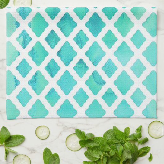 Elegantes Aquamarines Design Geschirrtuch (Gefaltet)