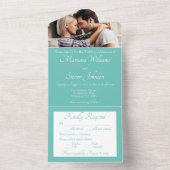 Elegantes Aquamarines Foto Einladung zur Hochzeit (Innen Boden)