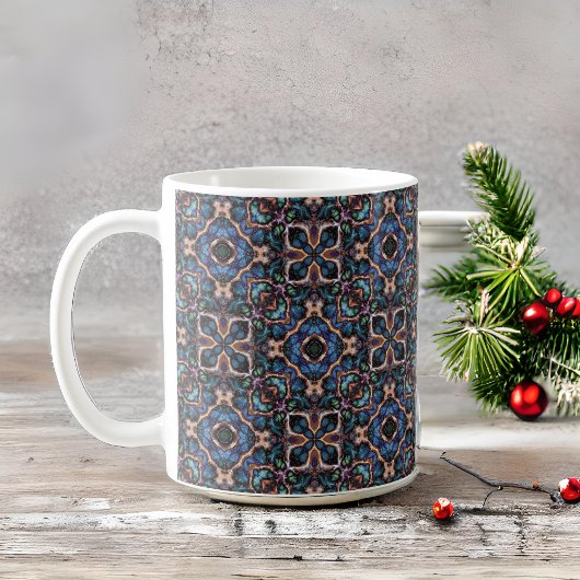 Elegantes Aquamarines geometrisches Muster aus bla Kaffeetasse