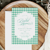 Elegantes Aquamarines Gingham Script-Brautparty Einladung