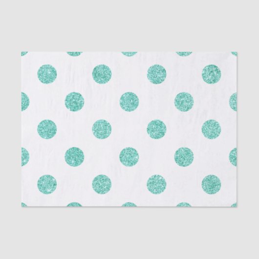 Elegantes aquamarines Glitzer-Polka-Punkt-Muster Seidenpapier (Vorderseite)