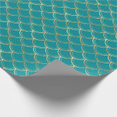 Elegantes, Aquamarines Gold-Scallop-Musterpapier Geschenkpapier (Ecke)
