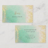 Elegantes Aquamarines Gold Visitenkarte (Vorne/Hinten)