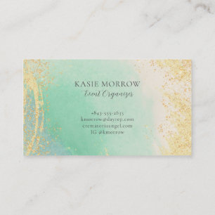 Elegantes Aquamarines Gold Visitenkarte