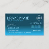 Elegantes Aquamarines Gradient Mirror Schriftart C Visitenkarte (Rückseite)