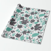 Elegantes Aquamarines Gray Brown Clematis Blumenmu Geschenkpapier (Ungerollt)