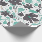 Elegantes Aquamarines Gray Brown Clematis Blumenmu Geschenkpapier (Ecke)