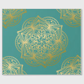 Elegantes Aquamarines Green Gold Mandala Muster Geschenkpapier (Flach)