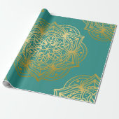 Elegantes Aquamarines Green Gold Mandala Muster Geschenkpapier (Ungerollt)