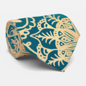 Elegantes Aquamarines Green Gold Mandala Muster Krawatte (Gerollt)