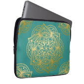 Elegantes Aquamarines Green Gold Mandala Muster Laptopschutzhülle (Vorne Rechts)