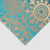 Elegantes Aquamarines Green Gold Mandala Muster Seidenpapier (Detail)