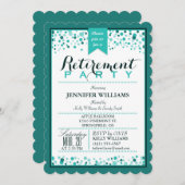 Elegantes Aquamarines Green Retirement Party Einladung (Vorne/Hinten)