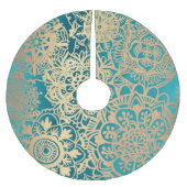 Elegantes Aquamarines Green- und Gold Mandala-Must Polyester Weihnachtsbaumdecke (Vorderseite)