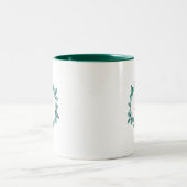 Elegantes Aquamarines Greenery Watercolor Monogram Zweifarbige Tasse (Mittel)