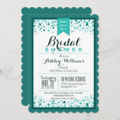 Elegantes Aquamarines Grün; türkisfarbenes Brautpa Einladung (Vorne/Hinten)