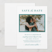 Elegantes Aquamarines Grünes Hochzeitssemble Foto Save The Date (Vorne/Hinten)