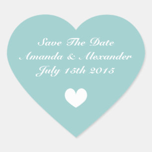 Elegantes aquamarines Herz Save the Date Hochzeits Herz-Aufkleber