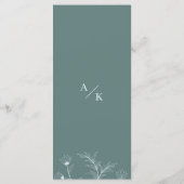 Elegantes Aquamarines Hochzeitsmenü Menükarte (Rückseite)