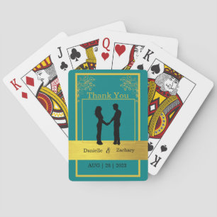 Elegantes Aquamarines Hochzeitsszenario Foto Viele Spielkarten