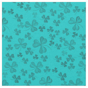 Elegantes Aquamarines Kleeblatt Muster Niedlich un Stoff