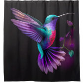 Elegantes Aquamarines Lila Hummingbird Artwork | Duschvorhang (Vorderseite)