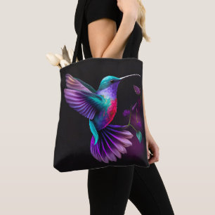 Elegantes Aquamarines Lila Hummingbird Artwork   Tasche