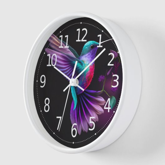 Elegantes Aquamarines Lila Hummingbird Artwork | Uhr (Winkel)