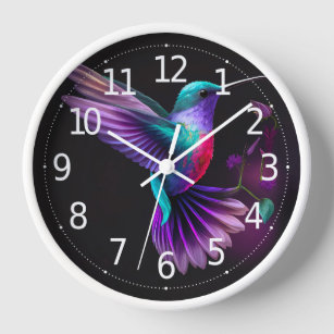Elegantes Aquamarines Lila Hummingbird Artwork   Uhr