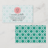 Elegantes Aquamarines marokkanisches Quartier Pers Visitenkarte (Vorne/Hinten)