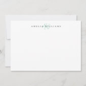 Elegantes Aquamarines Minimalistisches Monogramm Mitteilungskarte (Vorderseite)